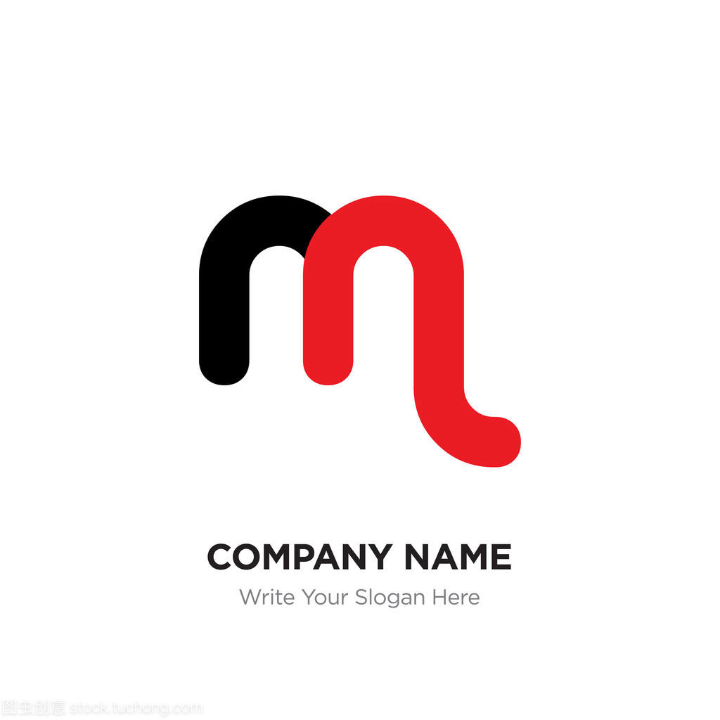 抽象字母錳或 nm 標(biāo)志設(shè)計(jì)模板, 黑色字母表在